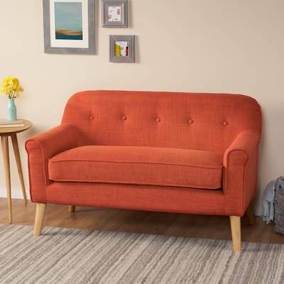 Classic Fabric Upholstered Tufted Loveseat with Rolled Arms