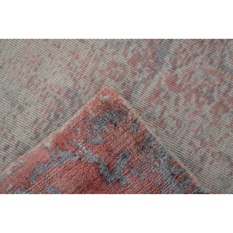 Hand Knotted Oriental Viscose Silk Carpet Modern Pictorial Multi-Colored Abstract Area Rug - 7' 10'' X 5' 6''