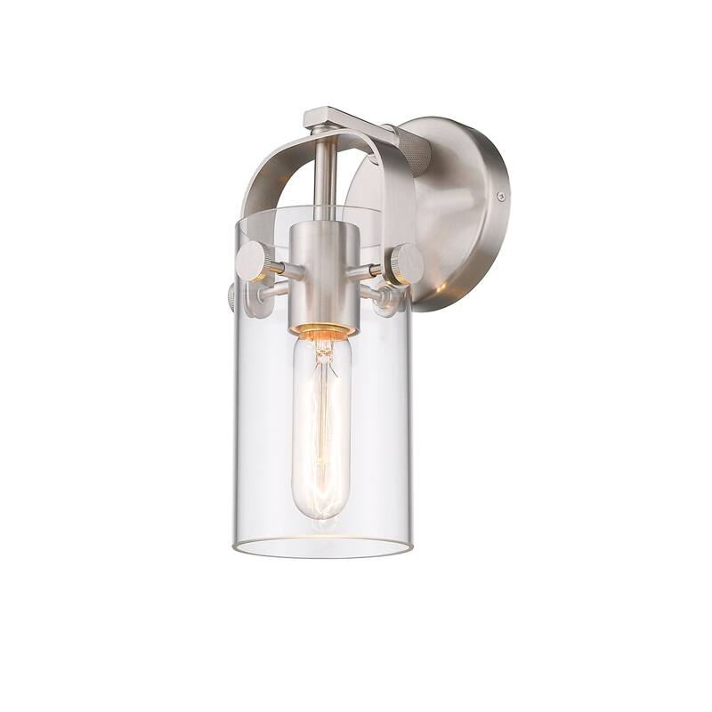 Innovations Lighting 423-1W-11-5 Pilaster Sconce Pilaster 11" Tall - Brushed Satin Nickel / Clear