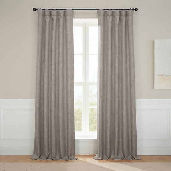 Exclusive Fabrics Textured Faux Linen Room Darkening Curtains for Bedroom & Living Room Curtains (1 Panel) - 50 X 96 - Mink