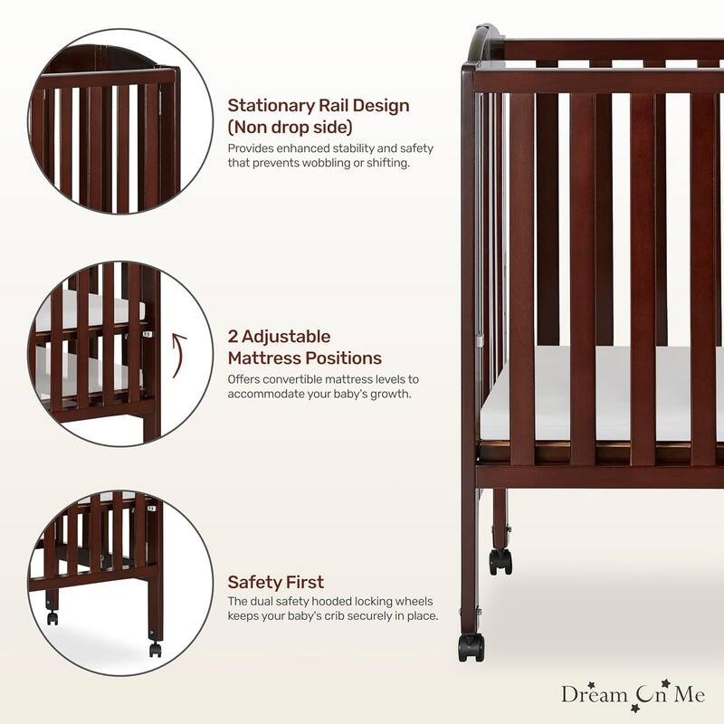 Dream On Me, 2 in 1 Folding Portable Crib