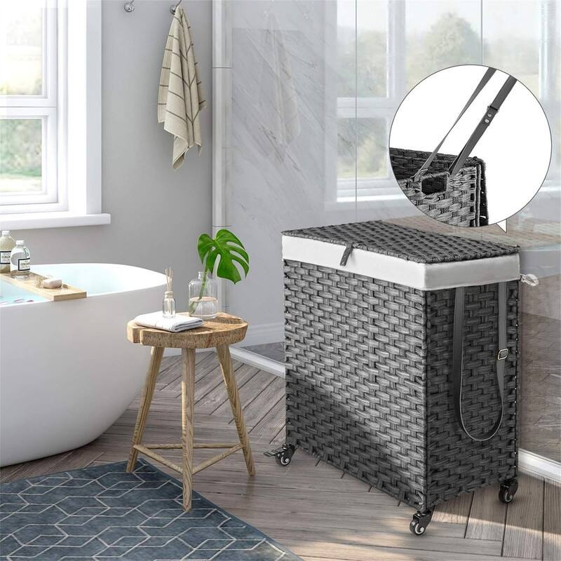Laundry Hamper with Wheels No Install Needed - 22"L x 13.5"W x 26.4"H