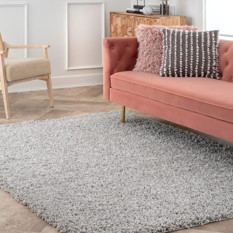 Nuloom Gwenyth Solid Shag Area Rug - 2' 8" x 8' - Grey - Runner