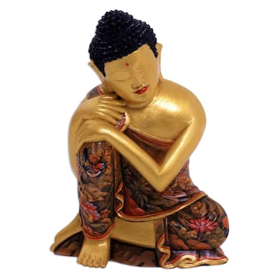 Novica Handmade Buddha Garden Wood Sculpture