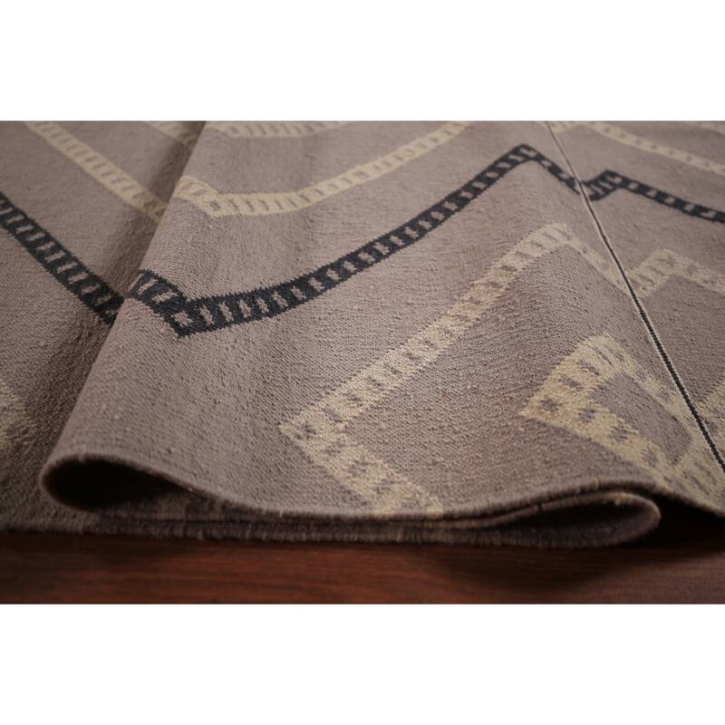 Flat Weave Kilim Durrie Oriental Large Area Rug Geometric Carpet - 10'5" x 19'2"
