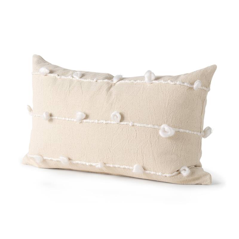 Erica Cream With White Detail Decorative Pillow Cover - 13.0L x 21.0W x 0.2H