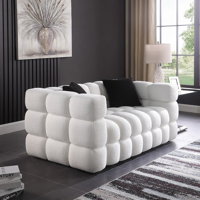 62.2length ,35.83" Deept,Human Body Structure,Marshmallow Sofa,Boucle Sofa,Black Color,2 Seater