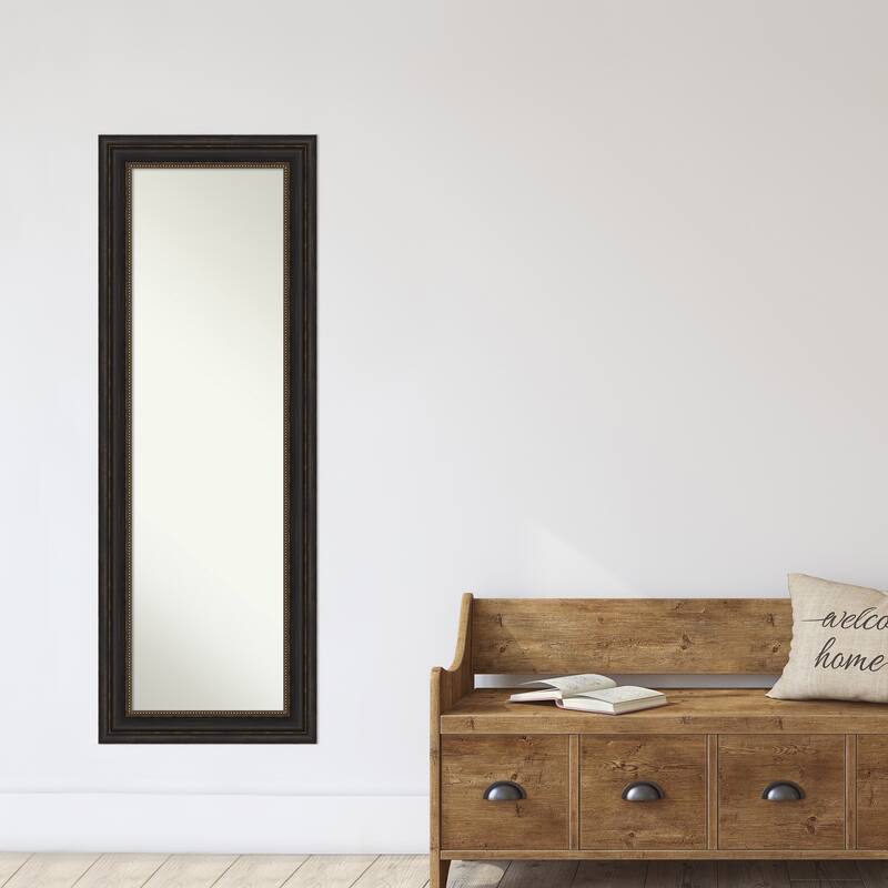 Non-Beveled Full Length On The Door Mirror - Accent Bronze Frame - Glass Size 14 x 48