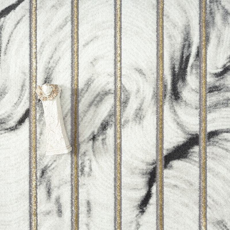 Abani Luna Contemporary White Swirl Indoor Area Rug