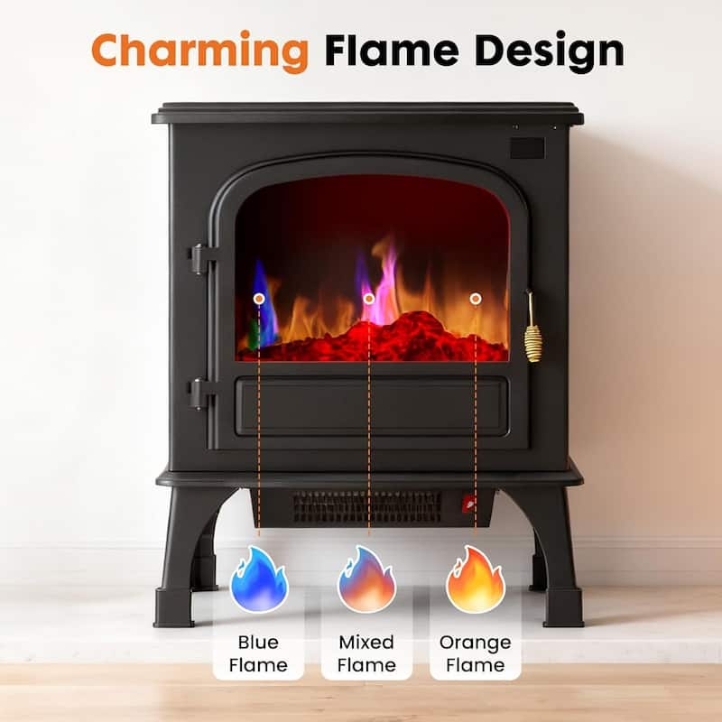 Electric Fireplace Heater 26 in Freestanding Fireplace Stove Infrared Fireplace with 3D Flame Effect Remote Control