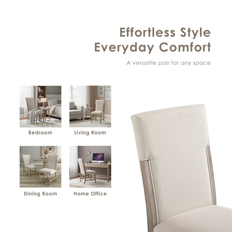 Furniture of America Yetaria Modern Farmhouse Natural Wood Upholstered Dining Chairs (Set of 2)