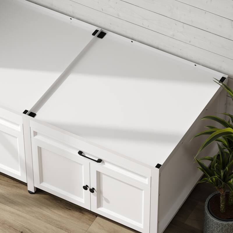 Versatile White Washer Cabinet & Bathroom Cabinet：Spacious Countertop and Storage