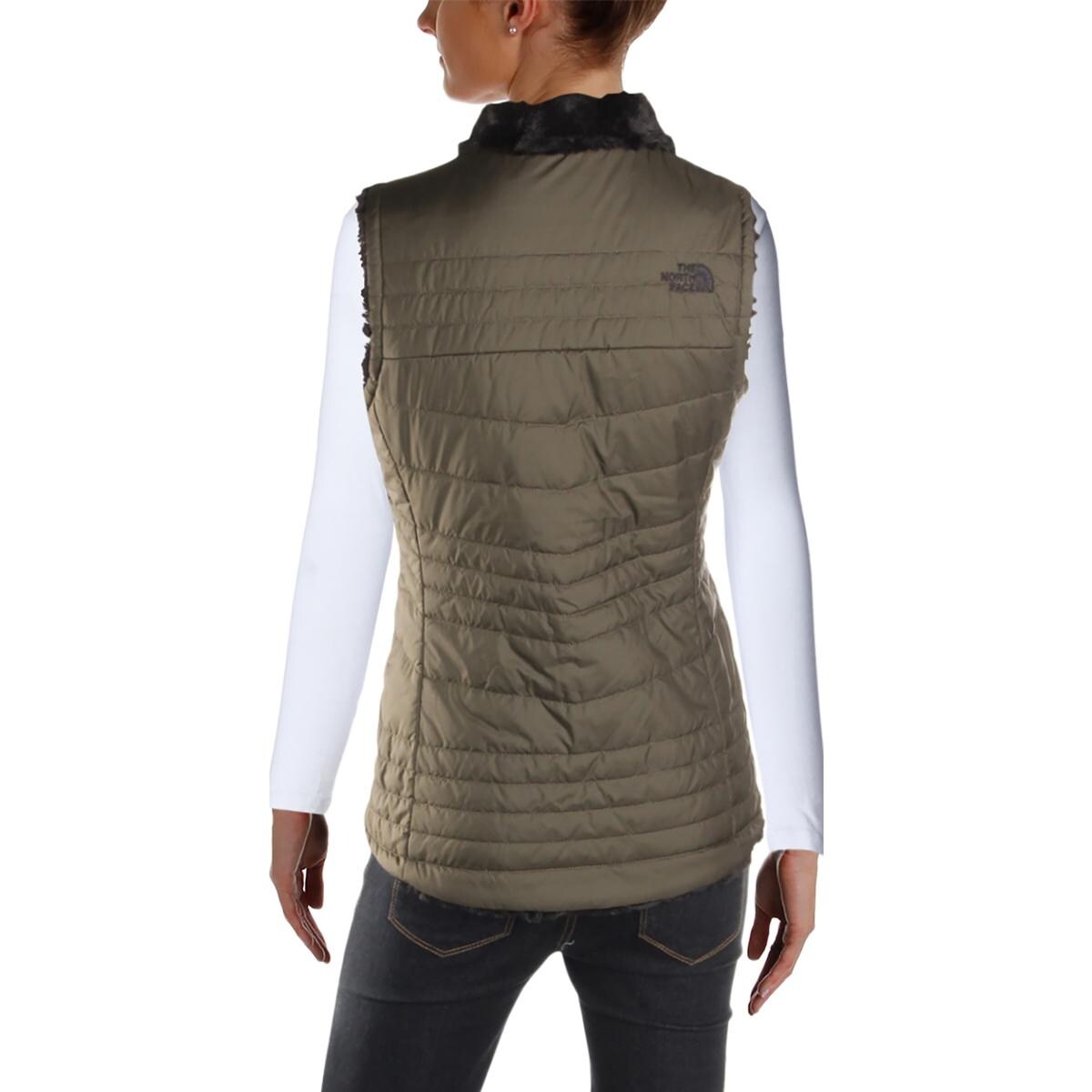 north face faux fur vest