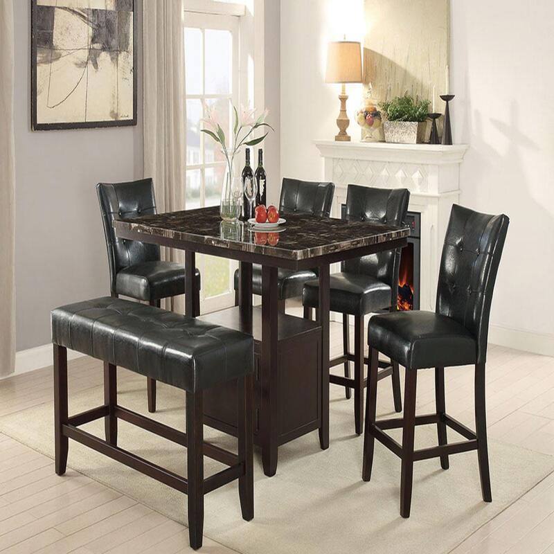 Counter Height 1pc Bench Faux Leather