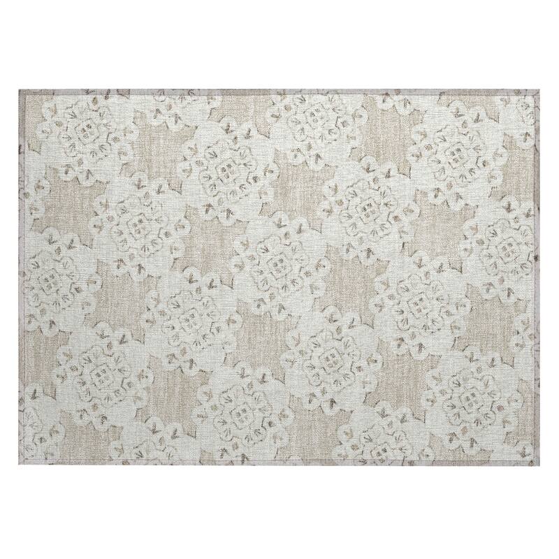 Machine Washable Indoor/ Outdoor Global Motif Chantille Rug