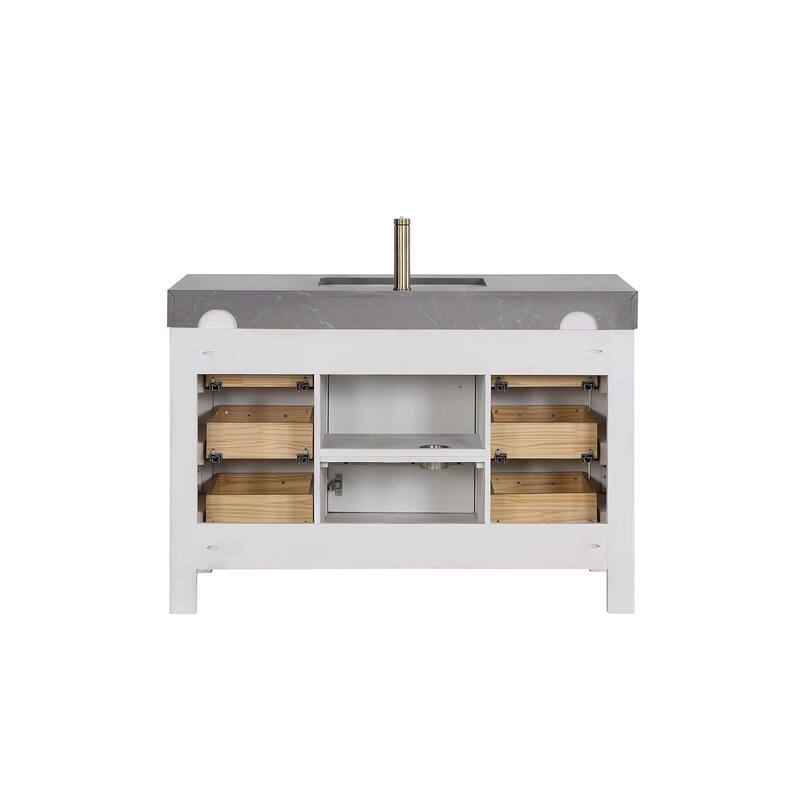 Leon 48 in. Single Bathroom Vanity with Composite Stone Top