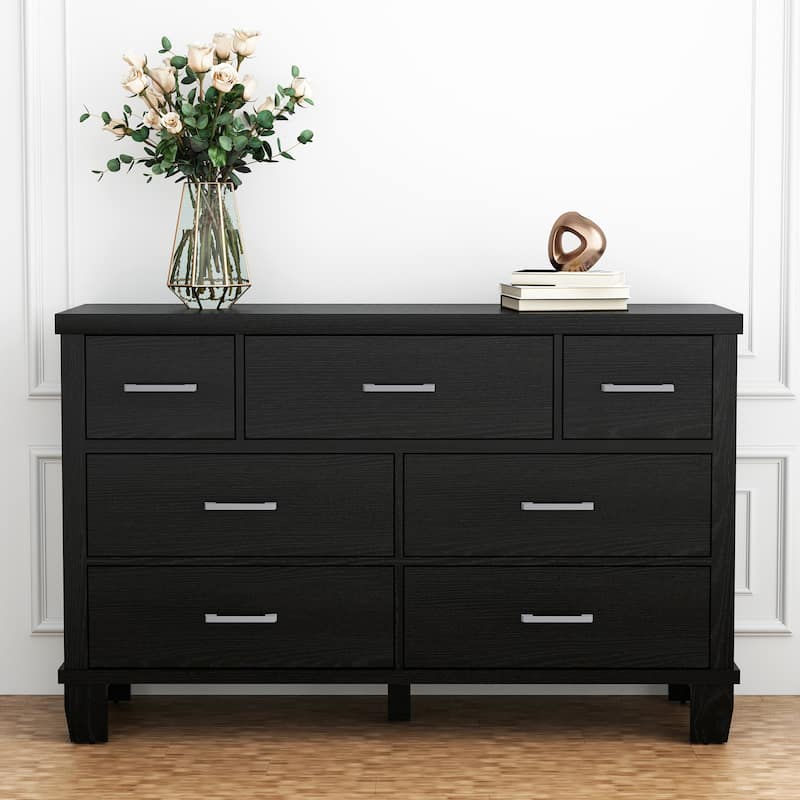 51" Wide Wooden Dresser Organizer with 7 Drawers