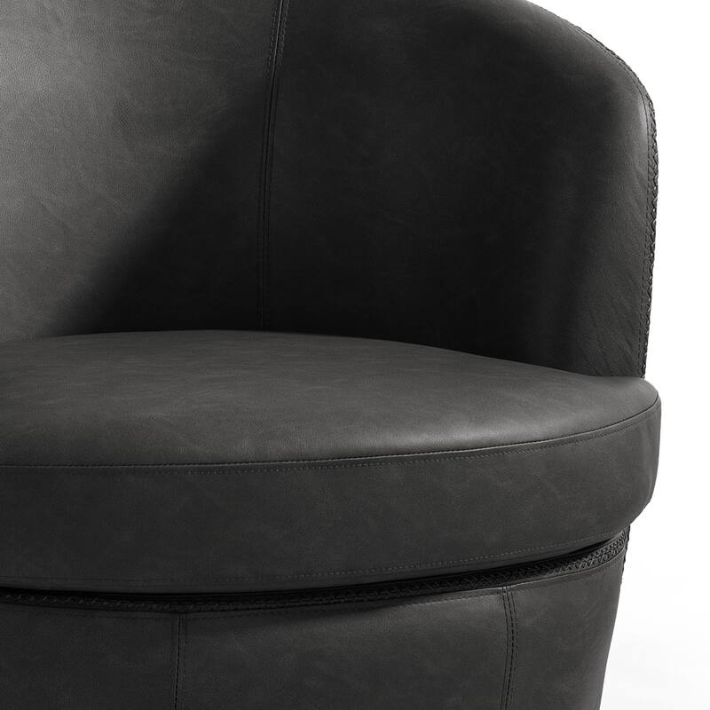 Modern Upholstery Barrel Swivel Chair Faux Leather