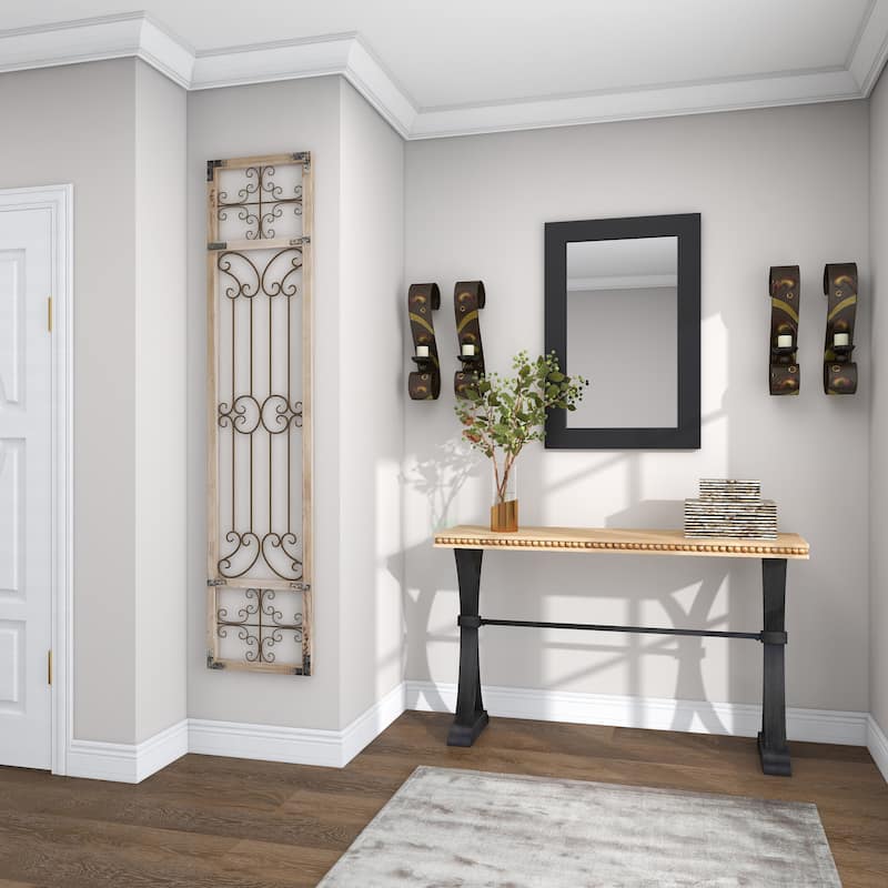 Black Metal 2 Candle Wall Sconce (Set of 2) - 5 x 7 x 19