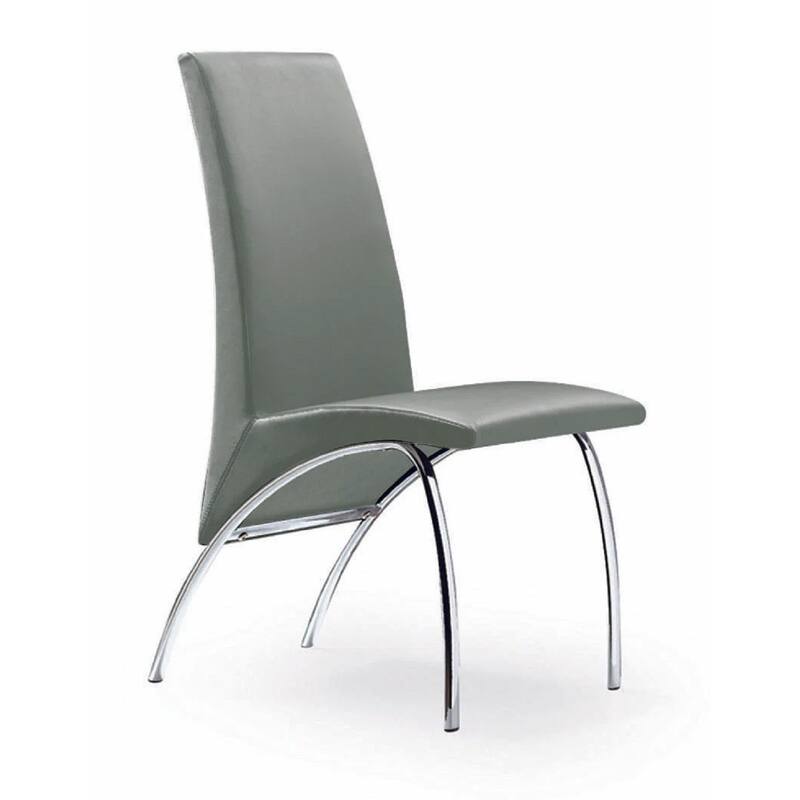 HomeRoots Set of Two Gray and Silver Upholstered Faux Leather Dining Side Chairs - 17.00 in. x 36.00 in. x 25.00 in.