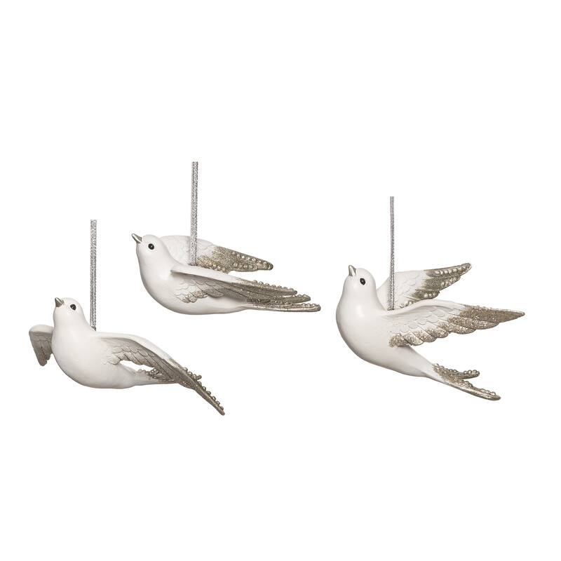 Transpac Resin Elegant Swallow Ornament Set of 3 Christmas Home Decorations