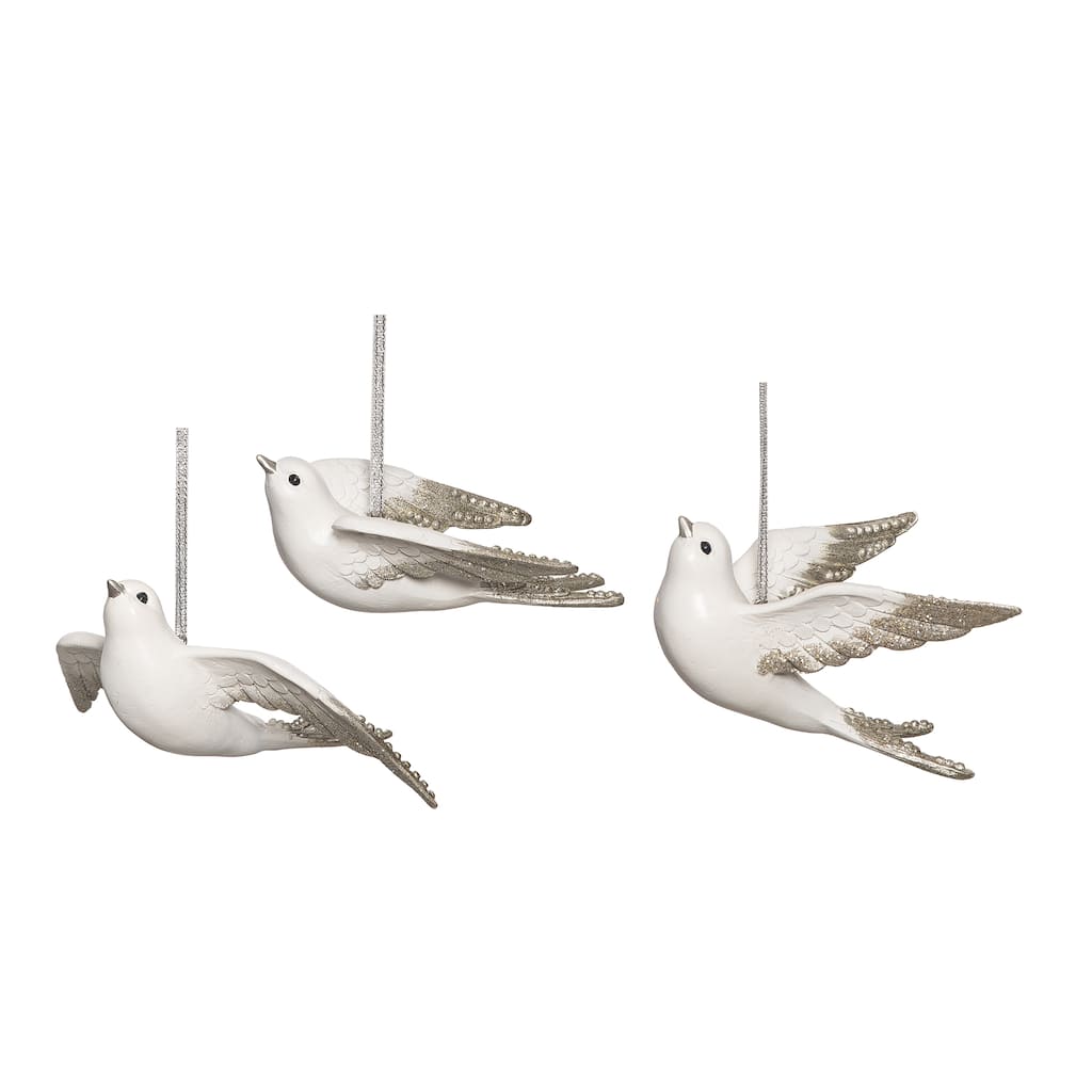 Transpac Resin Elegant Swallow Ornament Set of 3 Christmas Home Decorations