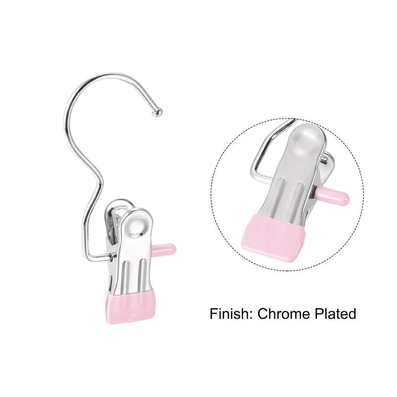 Uxcell Laundry Clips with Hook Metal Boot Hangers Chrome Plated