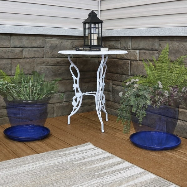 Sunnydaze Decor Glazed Ceramic Planter Saucer Set of 4 - Blue - 12"