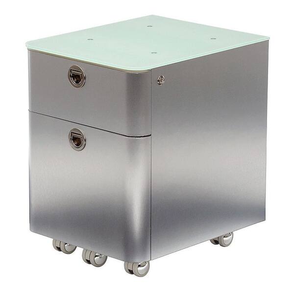 Shop Forward Furniture Brilliant 2 Drawer Mobile File Cabinet Commercial Grade Tempered Glass Top Overstock 31099009