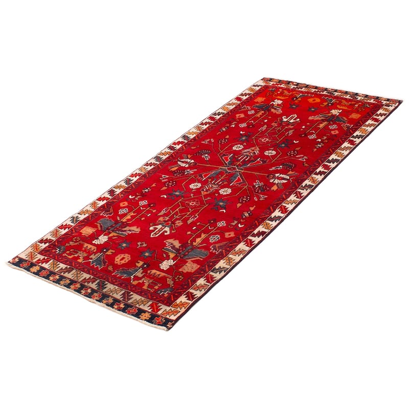 ECARPETGALLERY Hand-knotted Melis Vintage Red Wool Rug - 3'5 x 7'4