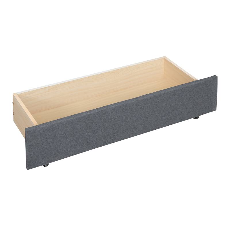 Grey Linen Full Bed with Brick Headboard, Trundle & Drawers