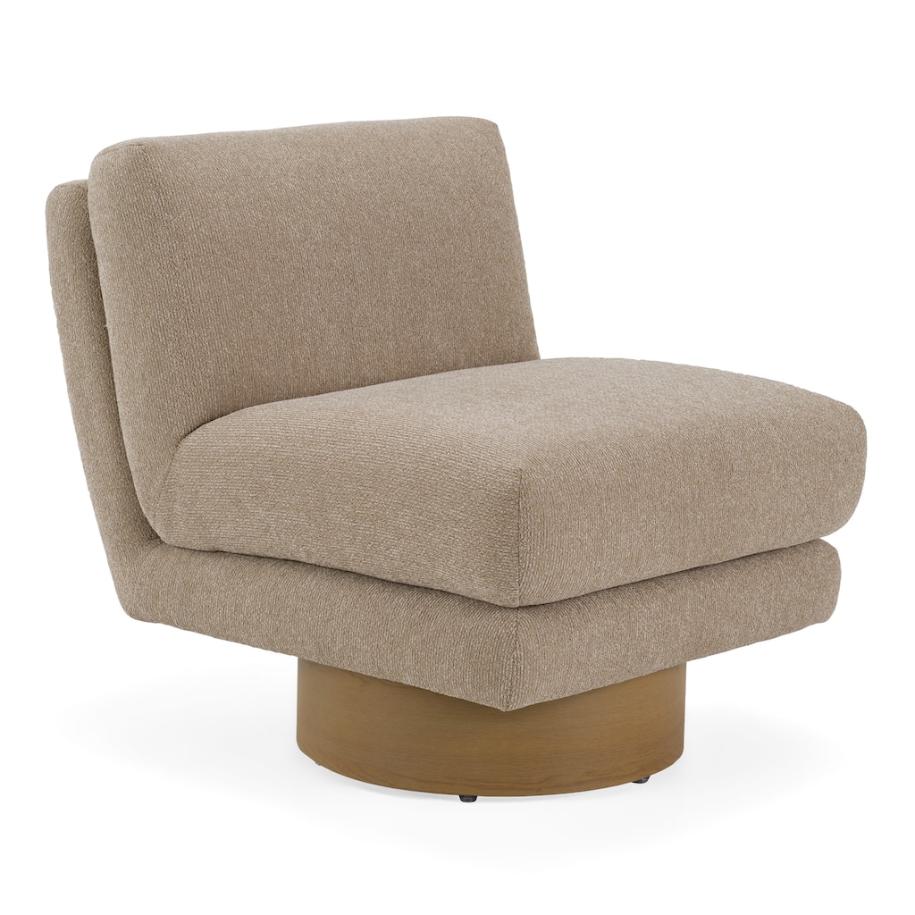 Petito Modern Beige Fabric & Chestnut Accent Chair