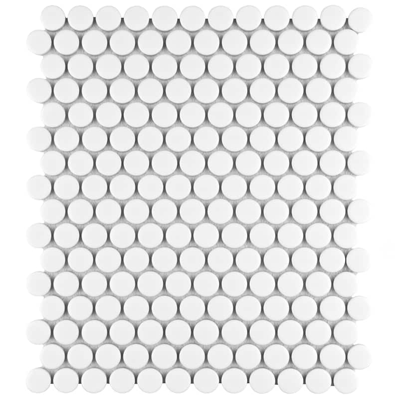 Merola Tile Metro Penny Matte White 9-3/4" x 11-1/2" Porcelain Floor and Wall Tile