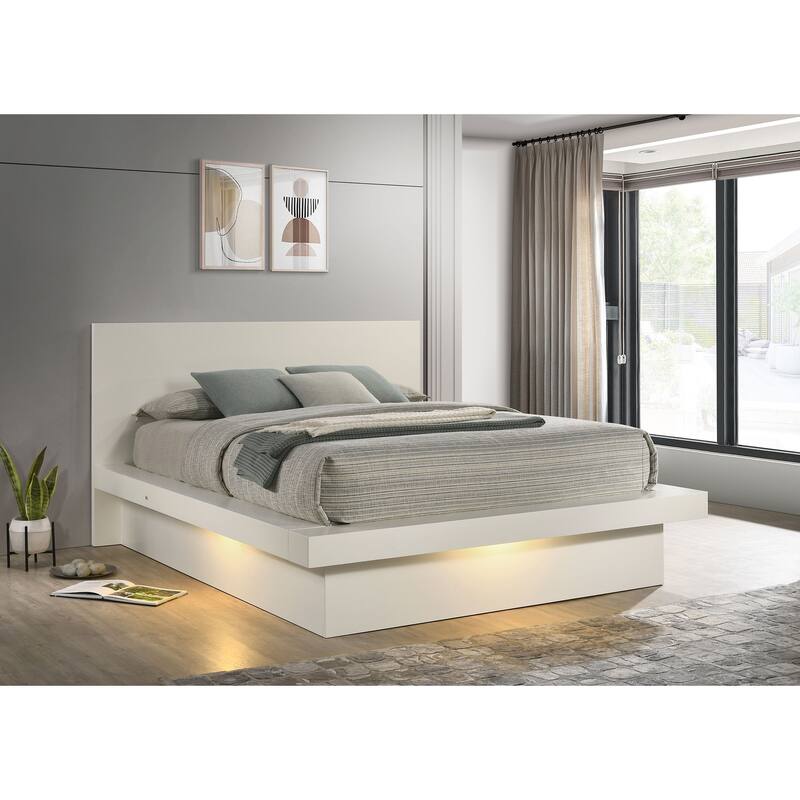 Jessica Contemporary Wood LED Platform Bed