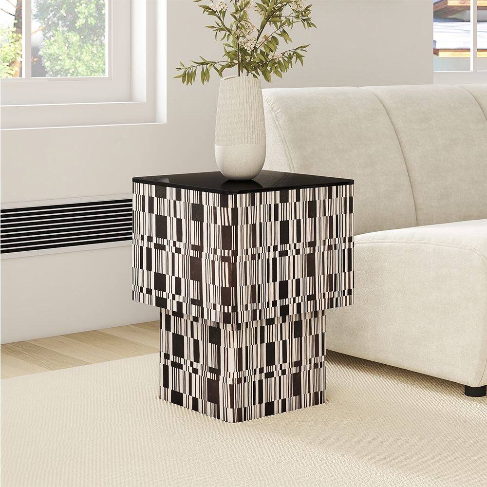 20.86" Minimalist Tall Square Black Side Table - 15.74