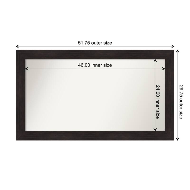 Furniture Espresso Framed Non-Beveled Custom Wall Mirror, Bathroom Vanity Mirror - Outer Size: 51.75 x 29.75