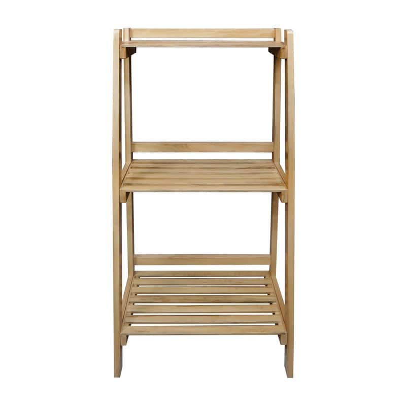 Woodhaven Slatted 3-Shelf Ladder Bookcase with Solid American Gumwood