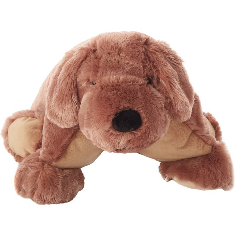 HomeRoots Foldable Plush Brown Dog Pillow