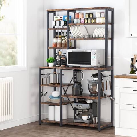 5 Tier Kitchen Bakers Rack with Storage Shelves, Microwave Oven Stand Kitchen Shelf Organizer