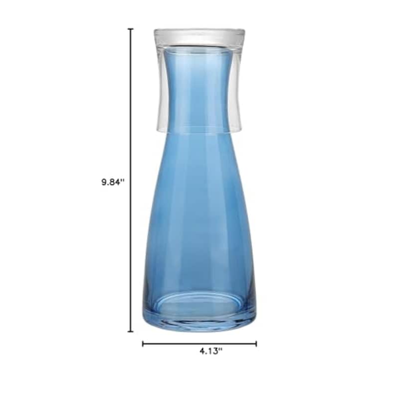 American Atelier Bedside Blue Water Carafe with Clear Tumbler - 33-Ounce Pitcher