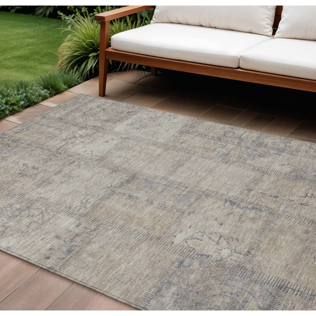 HomeRoots Patchwork Transitional Rectangle Outdoor Rug