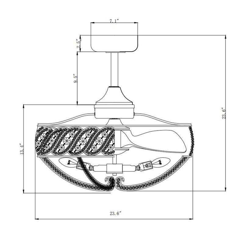 Sandi 24 Inch Glam Crystal Fandelier 6 Light with Remote