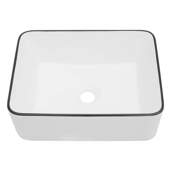 AWESON 16x12 Inch Rectangular Ceramic Vessel Sink – Above Counter White Vanity Basin For Lavatory, No Overflow