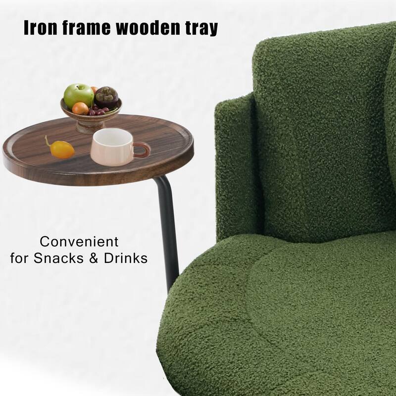 42" Modern Velvet Fabric Accent Chair with Ottoman Set