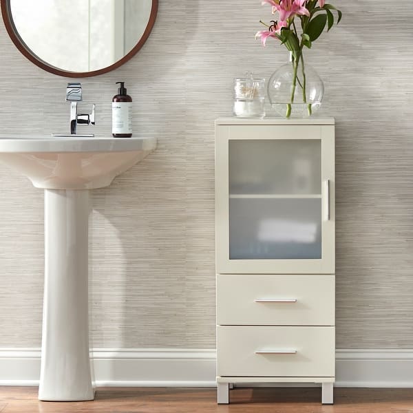 Simple Living Frosted Pane 2 Drawer Linen Cabinet