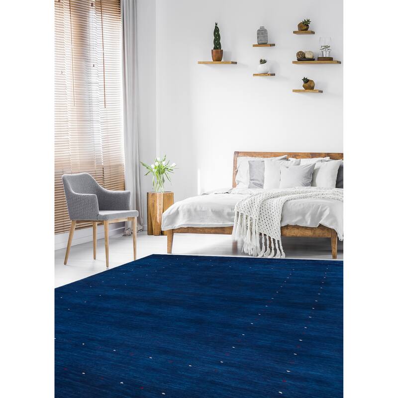 ECARPETGALLERY Hand Loomed Kashkuli Gabbeh Navy Wool Rug - 5'1 x 7'3