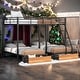 preview thumbnail 2 of 13, Stylish Full Over Twin & Twin Bunk Bed, Metal Triple Bunk Bed with Drawers and Guardrails, Sturdy and Durable, White