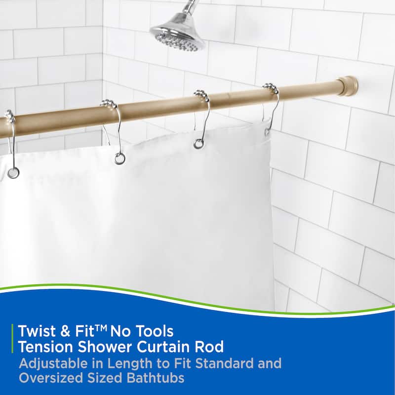 Kenney Twist & Fit No Tools Camlock Tension Shower Curtain Rod, 42-72"