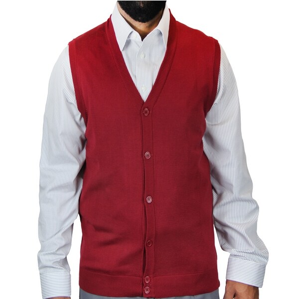 red cardigan vest