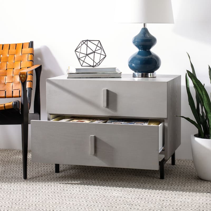 SAFAVIEH Herschel Grey/ Black Storage Cabinet - 27.5" x 17.6" x 21.6"